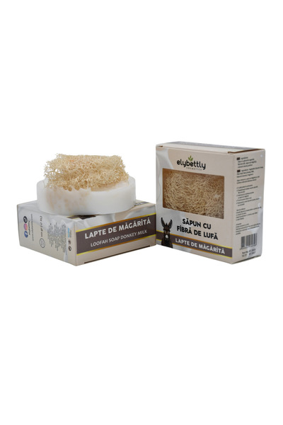 Elybettly Sapun cu Fibre de Lufa si Lapte de Magarita Exfoliant, Nutritiv si Revitalizant 100 g