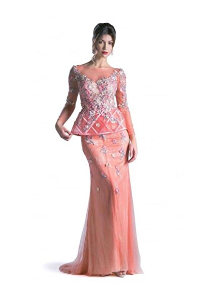 Andrea&Leo Couture Los Angeles Rochie de seara blush lunga in clos din dantel...