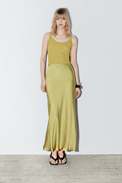 Massimo Dutti Uzun dökümlü saten etek - STUDIO
