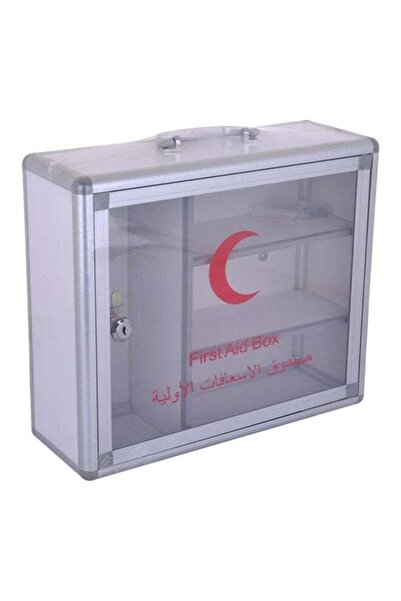 ONE صندوق إسعافات أولية كبير من الألومنيوم - أبيض/شفاف/أحمر - 30 سم