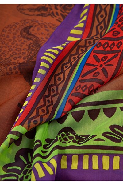 Wittchen Women's patterned scarf brown and red brown and red cotton