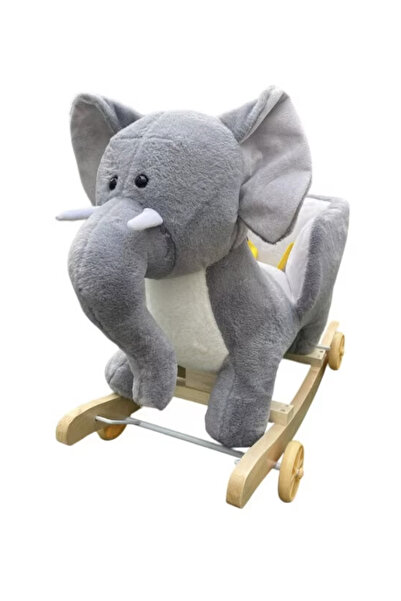 Krista Baby rocking chair with wheels Elephant plush gray and white
