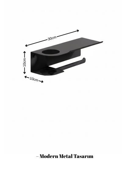 Grandmix Black Metal Shelf Toilet Roll Holder with Phone Holder Multi-Purpose Bathroom Wc Accessory
