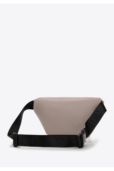 Wittchen Men's -leather waist bag with a shiny front zipper, beige, -leather