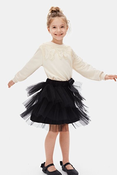 nk kids Girl's Layered Tulle Tutu Skirt with Bow Detail