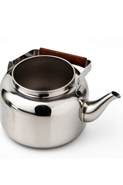 cc bin shihon Stainless steel teapot with brown handle, 2 liters