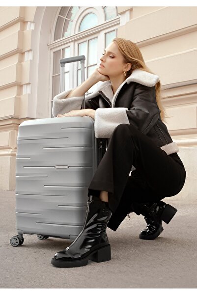 Wittchen Valiză bărbătească medie din polipropilenă cu dungi în relief, albastră, polipropilenă albastră