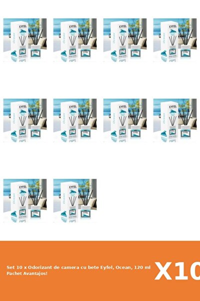 Eyfel Set 10 x Odorizant de camera cu bete Eyfel, Ocean, 120 ml