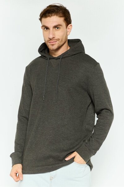 Silver Jeans Co. Men Hooded Heather Long Sleeves Sweatshirt, Grey
