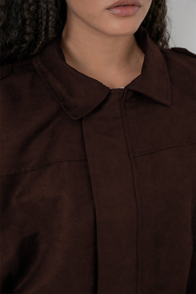 Bigdart Γυναικείο καφέ oversized σουέτ μπουφάν 1055