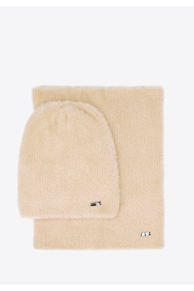 Wittchen Women's Winter Set Made of Soft Knitwear, Light Beige, Light Beige Polyester