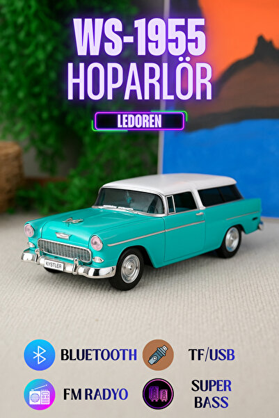 L'eDoren WS-1955BT Chevrolet Belair 1955 Model Bluetooth Hoparlör Fm Radyo US...