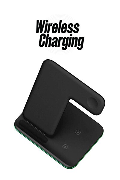 Generic 3 In 1 Wireless Charger for Mobile Phone Black