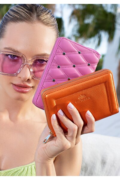 Wittchen Women's Leather Wallet with Decorative Edge Medium Orange Leather