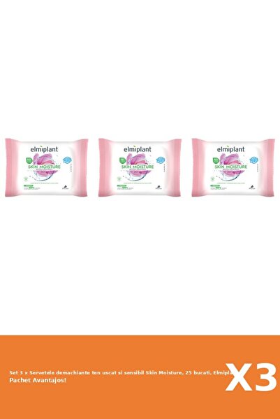 ELMIPLANT Set 3 x Servetele demachiante ten uscat si sensibil Skin Moisture, ...