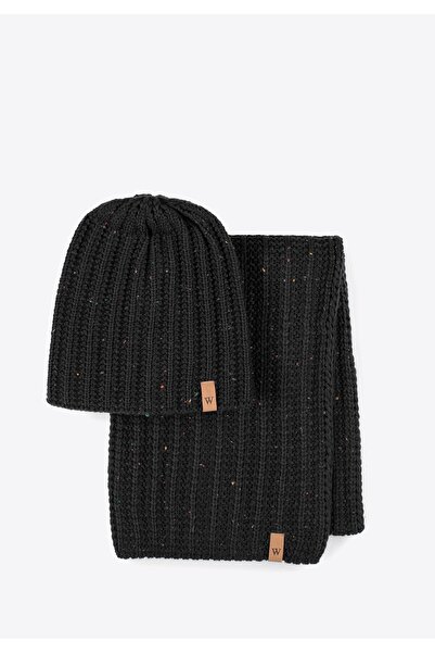 Wittchen Set de iarnă bărbătesc cu model fin din acrilic negru