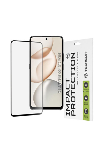 Techsuit 111D Full Glue Full Cover Tempered Glass Screen Protector for Honor 400 Smart, black
