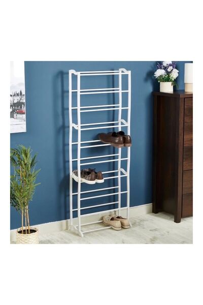 Home Box 10-tier shoe rack for 30 pairs, white, 50 x 140 x 16 cm