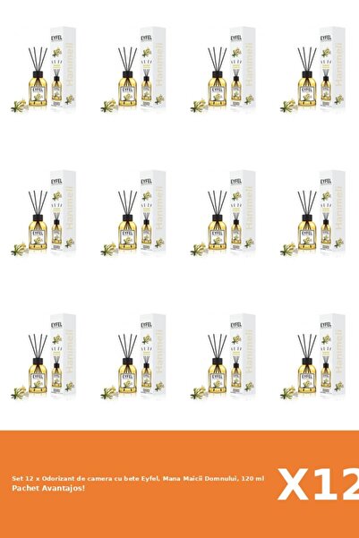 Eyfel Set 12 x Odorizant de camera cu bete Eyfel, Mana Maicii Domnului, 120 ml