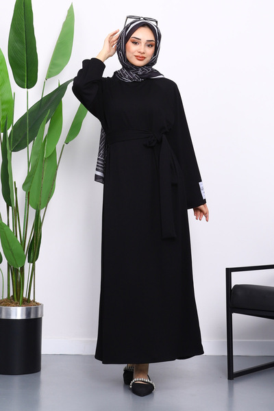 İmajButik Φόρεμα με μαύρη λαβή και κορδόνια με κορδόνια με βασική εφαρμογή Modal