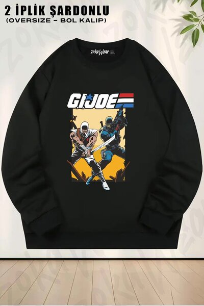 ZOKAWEAR Unisex Gı Joe Printed Oversized Crew Neck Sweatshirt