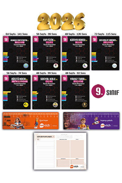Tonguç Yayınları 9. Sınıf Yazılı Provaları Tüm Dersler Set 7 Kitap Hediyeli - Rehber Matematik Rüştü Hoca Vip Fizik