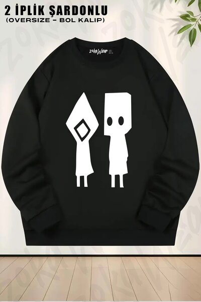 ZOKAWEAR Unisex Six și Mono Little Nightmares cu imprimeu oversized guler rot...