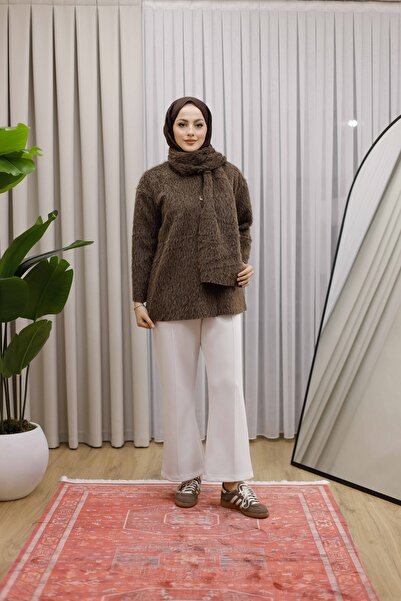 MOONSC Scarf Detail Plush Jacket