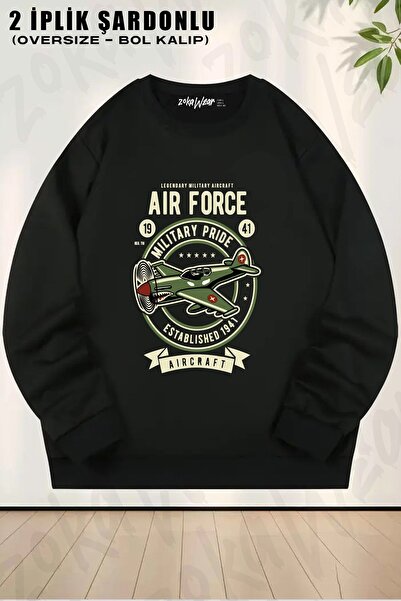 ZOKAWEAR Unisex Airforce, Avion militar, Avion, Avion, Pilot cu imprimeu supr...