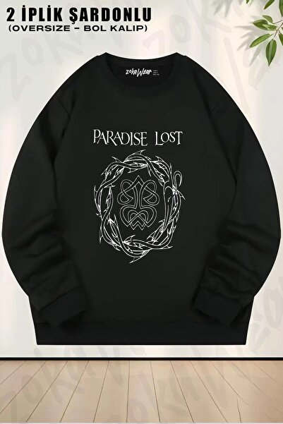 ZOKAWEAR Unisex Paradise Lost cu imprimeu supradimensionat guler rotund Swea ...