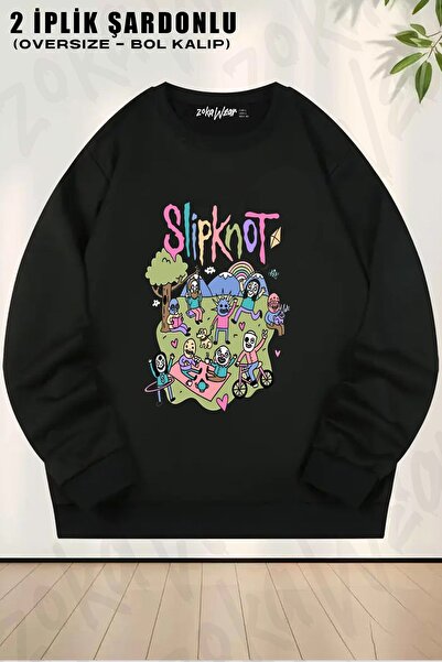 ZOKAWEAR سويت شيرت Unisex Slipknot4 مطبوع قصة فضفاضة برقبة دائرية