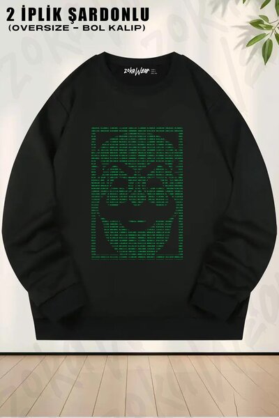 ZOKAWEAR Unisex Mr Robot Fsociety Binary Printed Oversized Crew Neck Sweatshirt