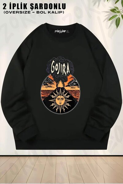 ZOKAWEAR سويت شيرت للجنسين من Gojira، Sun Rock Metal مطبوع قصة فضفاضة برقبة د...
