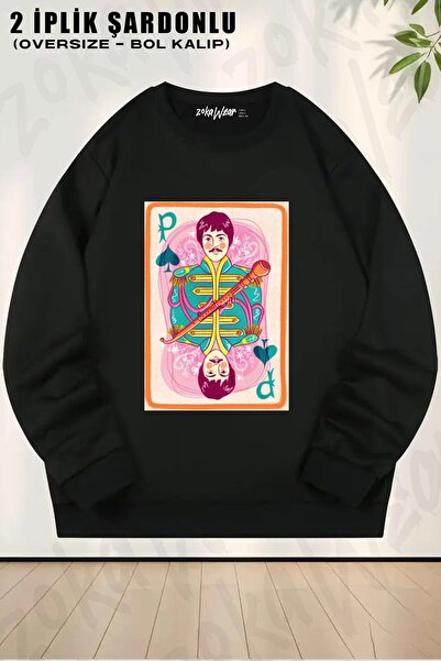 ZOKAWEAR Unisex The Beatles Paul McCartney cu imprimeu supradimensionat guler...