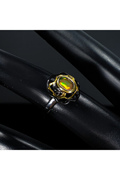 FashionBijoux Inel bijuterie din argint 925 floare cu opal negru, 7