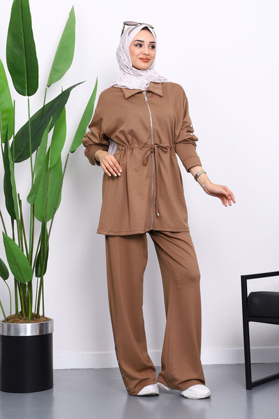 İmajButik Modal Suit with Mink Snap Detailed Tunic Pants