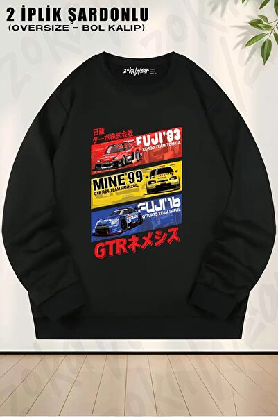 ZOKAWEAR Φούτερ Unisex Nissan Gtr History με τύπωμα oversized με λαιμόκοψη