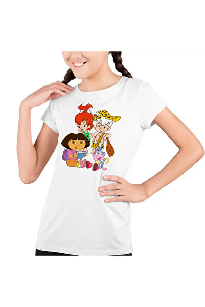 OEM Tricou Copii Fete Dora the Explorer Familia Flintstone Bam Bam Bebelusi