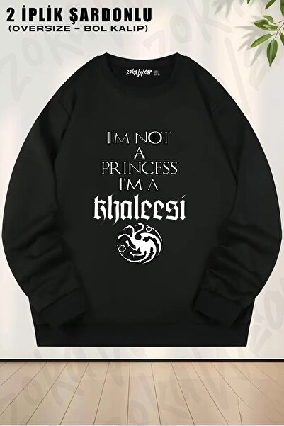 ZOKAWEAR Unisex Prințesa Game Of Thrones cu imprimeu supradimensionat guler r...