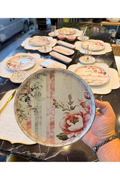 Onedekor 32 Parça Modern Asya Rabendi Yaldızlı Kahvaltı Takımı