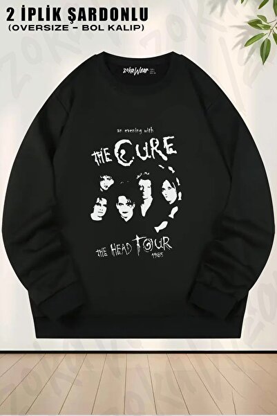 ZOKAWEAR Unisex the Cure the Head Tour Printed Oversized Crew Neck Sweatshirt
