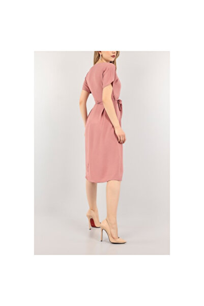 N-Value Pudra Anvelop Kuşaklı Elbise