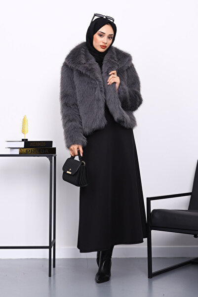 İmajButik Smoked Lined Short Fur Coat