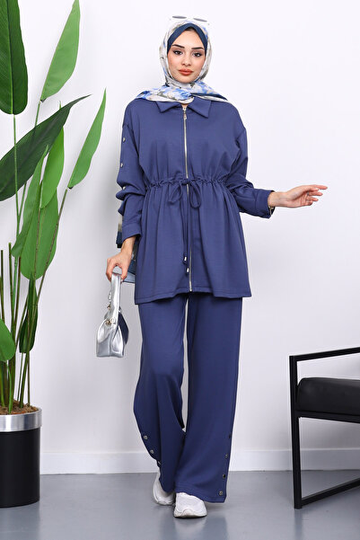 İmajButik Індіго Чітчіт Детальний тунік-штани Модальний комплект