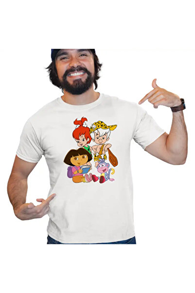 OEM Tricou Barbati Dora the Explorer Familia Flintstone Bam Bam Bebelusi