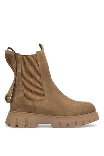 Ayakkabı Fuarı Elit Thalvora Kadın Hakiki Süet Deri Klasik Bot Camel