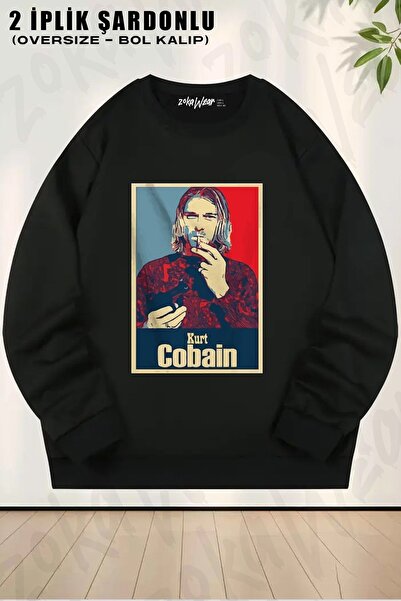 ZOKAWEAR Smoking unisex Nirvana Kurt Cobain cu imprimeu supradimensionat gule...