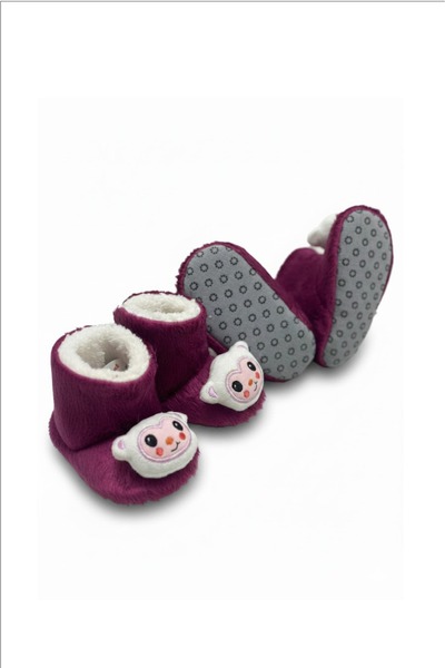 balbeybi Purple Teddy Bear Baby & Kids Home Boots |   Warm Plush Slippers, So...