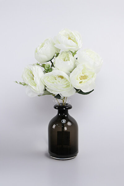 Yapay Çiçek Deposu Изкуствен букет от 7 броя божури, бял, 45 см