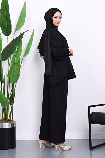 İmajButik Black Double Crepe Tunic Trouser Suit